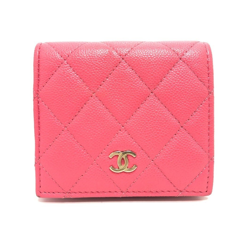 CHANEL Pink Caviar Leather Wallet